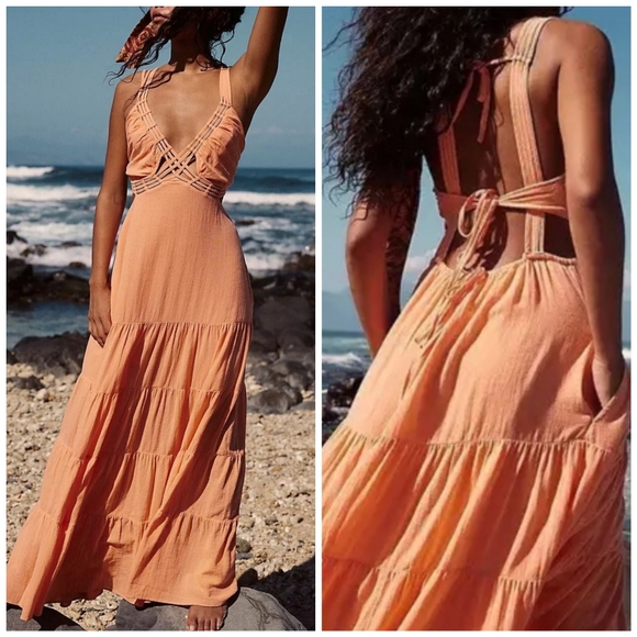 Free People Dresses & Skirts - NWOT Free People Auralie Maxi Boho Gauze Summer Dress Size M
